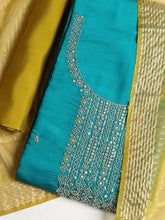 Neck Embroidered Chanderi Unstitched Suit With Dupatta